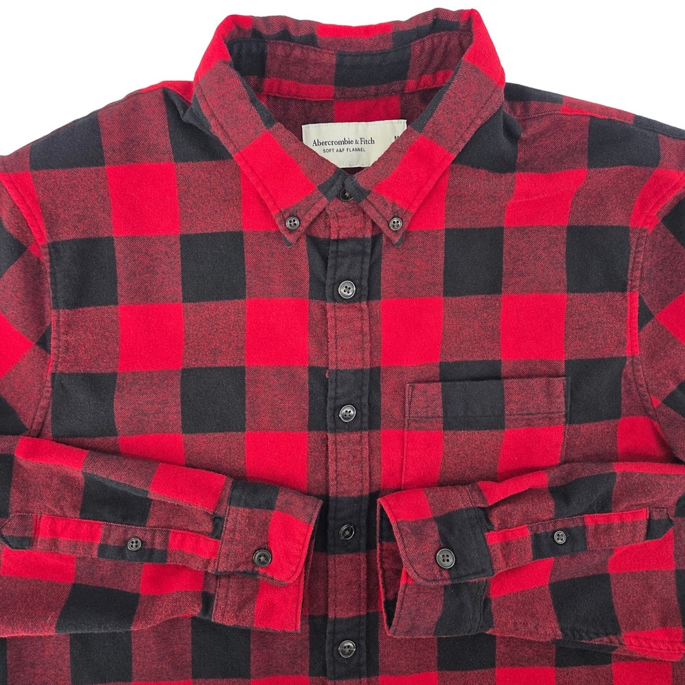 Abercrombie &‎ Fitch Mens Red Black Buffalo Plaid Soft Flannel Shirt M
